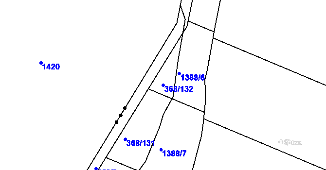 Parcela st. 368/132 v KÚ Racková, Katastrální mapa