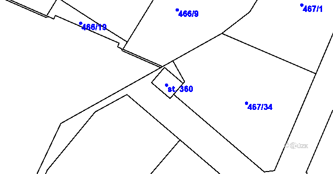 Parcela st. 467/6 v KÚ Racková, Katastrální mapa