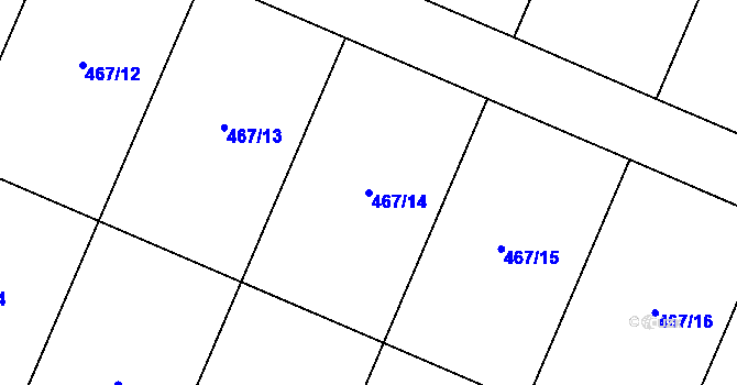 Parcela st. 467/14 v KÚ Racková, Katastrální mapa
