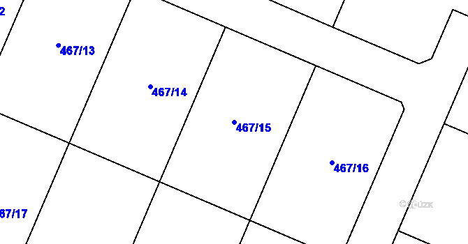 Parcela st. 467/15 v KÚ Racková, Katastrální mapa