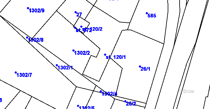 Parcela st. 120/1 v KÚ Racková, Katastrální mapa