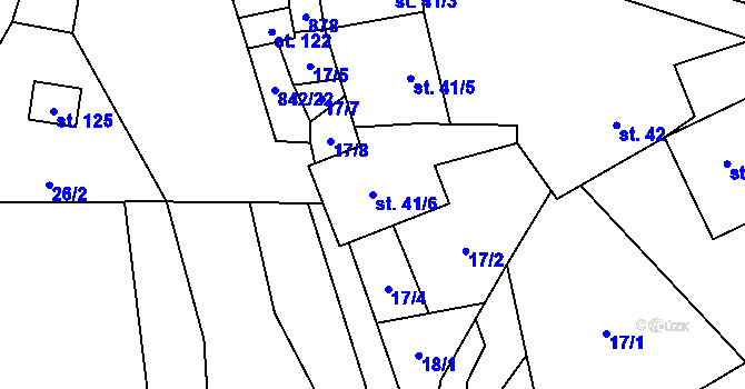 Parcela st. 41/6 v KÚ Rácov, Katastrální mapa