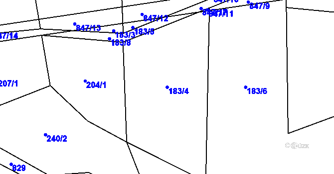 Parcela st. 183/4 v KÚ Rácov, Katastrální mapa