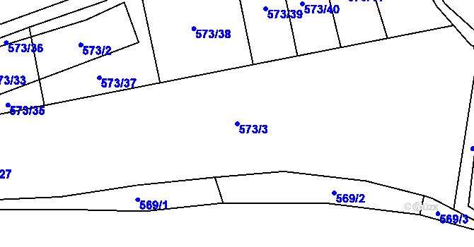 Parcela st. 573/3 v KÚ Rácov, Katastrální mapa