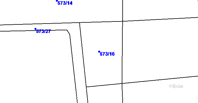 Parcela st. 573/16 v KÚ Rácov, Katastrální mapa