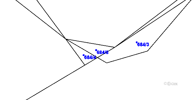 Parcela st. 684/8 v KÚ Rácov, Katastrální mapa