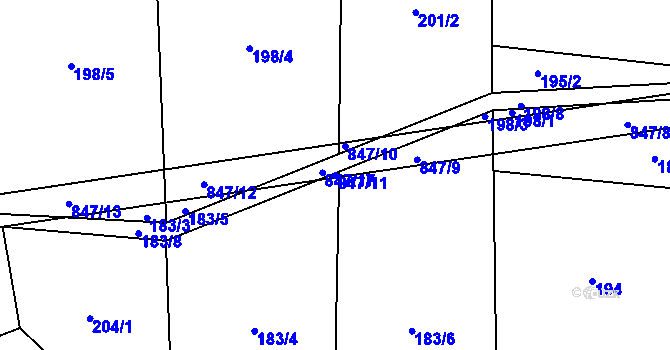Parcela st. 847/11 v KÚ Rácov, Katastrální mapa