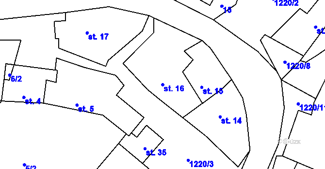 Parcela st. 16 v KÚ Račerovice, Katastrální mapa