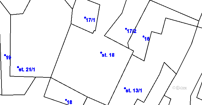 Parcela st. 18 v KÚ Račerovice, Katastrální mapa