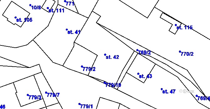 Parcela st. 42 v KÚ Račerovice, Katastrální mapa