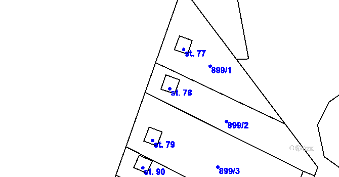 Parcela st. 78 v KÚ Račerovice, Katastrální mapa