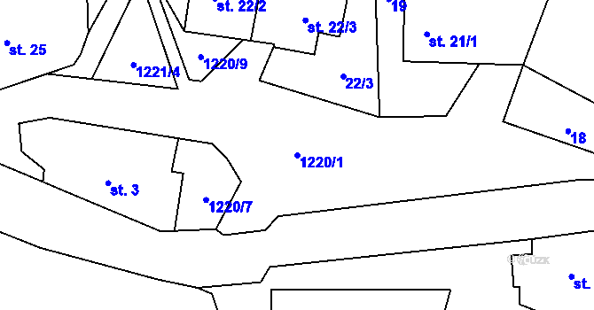 Parcela st. 1220/1 v KÚ Račerovice, Katastrální mapa