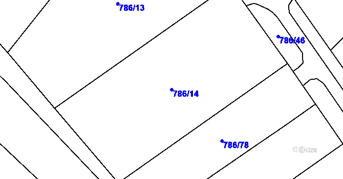 Parcela st. 786/14 v KÚ Račerovice, Katastrální mapa