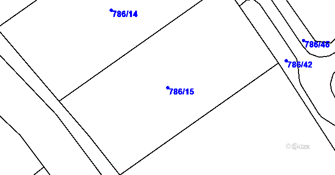 Parcela st. 786/15 v KÚ Račerovice, Katastrální mapa