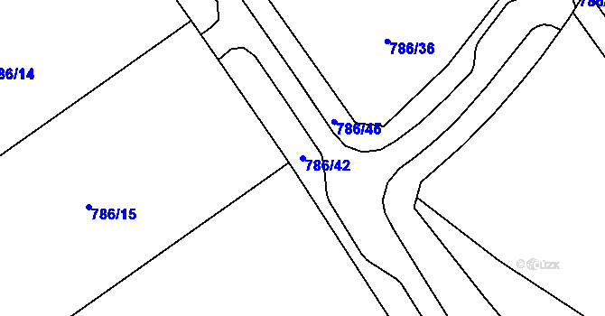 Parcela st. 786/42 v KÚ Račerovice, Katastrální mapa
