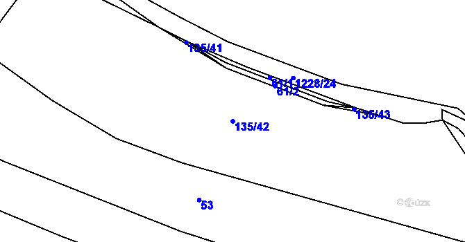 Parcela st. 135/42 v KÚ Račerovice, Katastrální mapa
