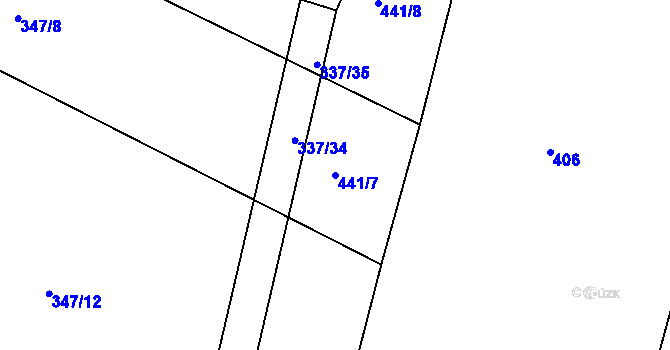 Parcela st. 441/7 v KÚ Račerovice, Katastrální mapa