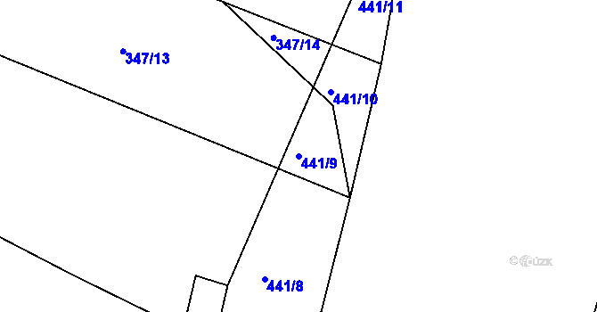 Parcela st. 441/9 v KÚ Račerovice, Katastrální mapa