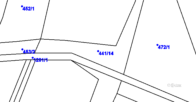Parcela st. 441/14 v KÚ Račerovice, Katastrální mapa