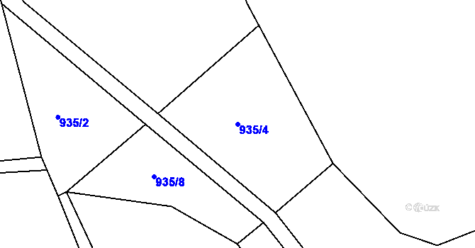 Parcela st. 935/4 v KÚ Račerovice, Katastrální mapa