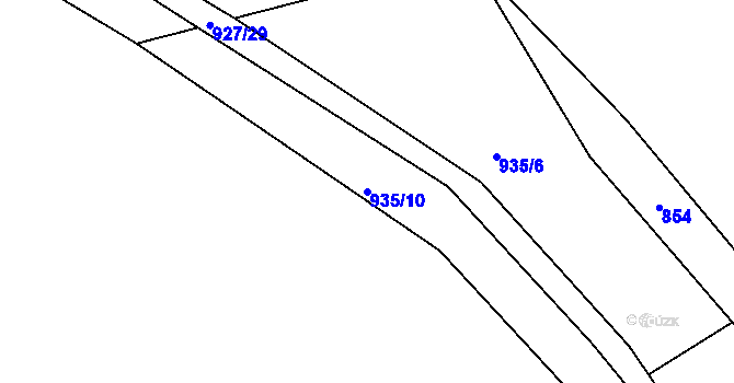 Parcela st. 935/10 v KÚ Račerovice, Katastrální mapa