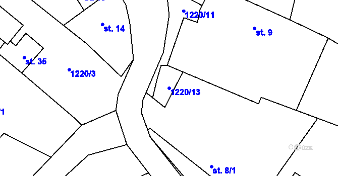 Parcela st. 1220/13 v KÚ Račerovice, Katastrální mapa