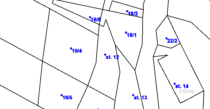 Parcela st. 12 v KÚ Račice nad Berounkou, Katastrální mapa