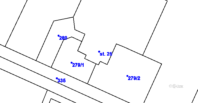 Parcela st. 25 v KÚ Račice nad Berounkou, Katastrální mapa