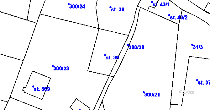 Parcela st. 39 v KÚ Račice nad Berounkou, Katastrální mapa