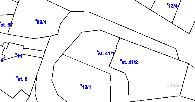 Parcela st. 41/1 v KÚ Račice nad Berounkou, Katastrální mapa