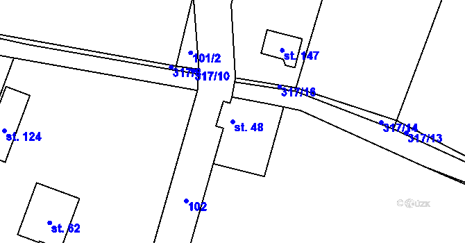 Parcela st. 48 v KÚ Račice nad Berounkou, Katastrální mapa