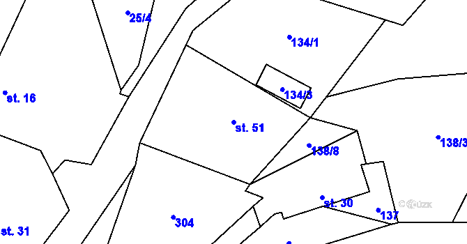 Parcela st. 51 v KÚ Račice nad Berounkou, Katastrální mapa
