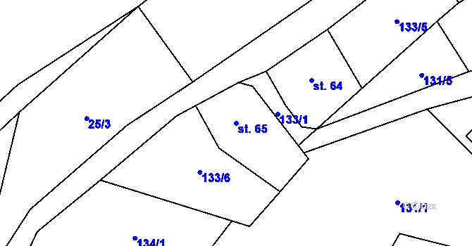Parcela st. 65 v KÚ Račice nad Berounkou, Katastrální mapa