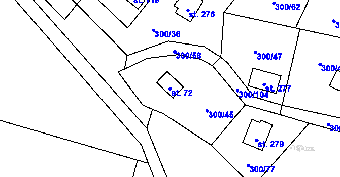 Parcela st. 72 v KÚ Račice nad Berounkou, Katastrální mapa