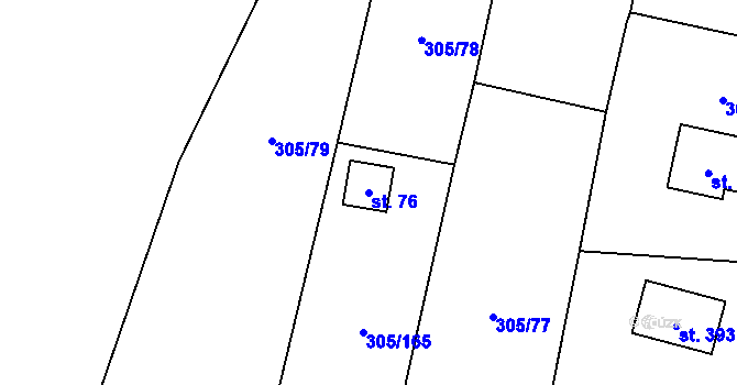 Parcela st. 76 v KÚ Račice nad Berounkou, Katastrální mapa