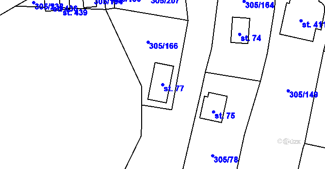 Parcela st. 77 v KÚ Račice nad Berounkou, Katastrální mapa