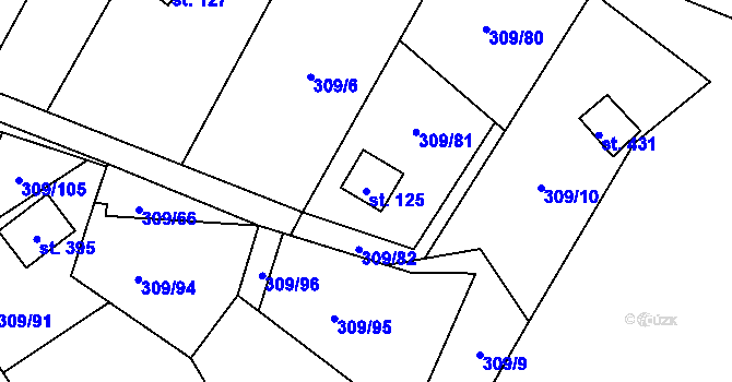 Parcela st. 125 v KÚ Račice nad Berounkou, Katastrální mapa