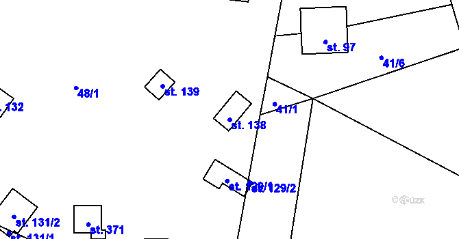 Parcela st. 138 v KÚ Račice nad Berounkou, Katastrální mapa