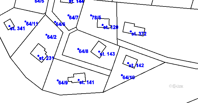 Parcela st. 143 v KÚ Račice nad Berounkou, Katastrální mapa