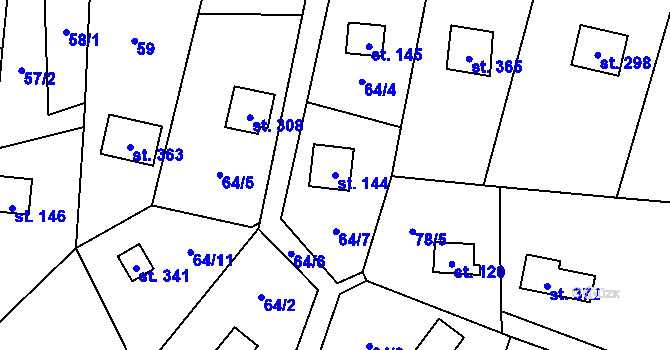 Parcela st. 144 v KÚ Račice nad Berounkou, Katastrální mapa