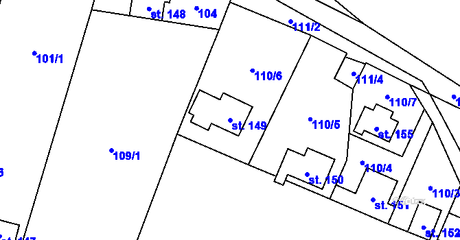 Parcela st. 149 v KÚ Račice nad Berounkou, Katastrální mapa