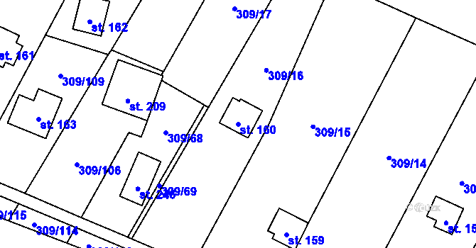 Parcela st. 160 v KÚ Račice nad Berounkou, Katastrální mapa