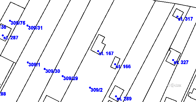 Parcela st. 167 v KÚ Račice nad Berounkou, Katastrální mapa