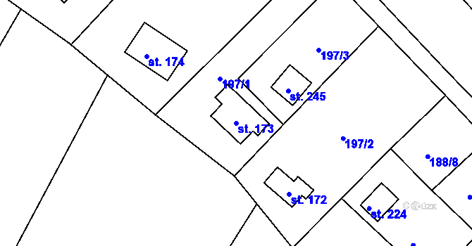 Parcela st. 173 v KÚ Račice nad Berounkou, Katastrální mapa