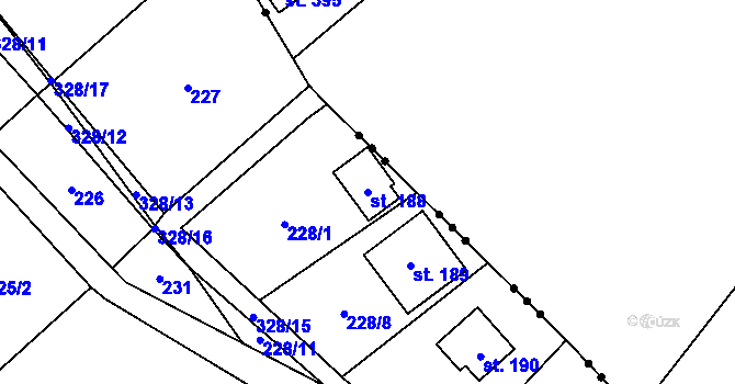 Parcela st. 188 v KÚ Račice nad Berounkou, Katastrální mapa