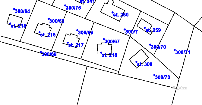 Parcela st. 218 v KÚ Račice nad Berounkou, Katastrální mapa