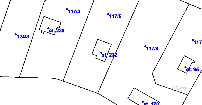 Parcela st. 232 v KÚ Račice nad Berounkou, Katastrální mapa