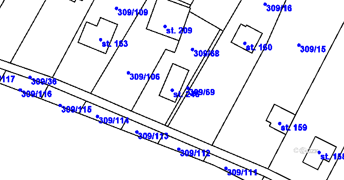 Parcela st. 246 v KÚ Račice nad Berounkou, Katastrální mapa