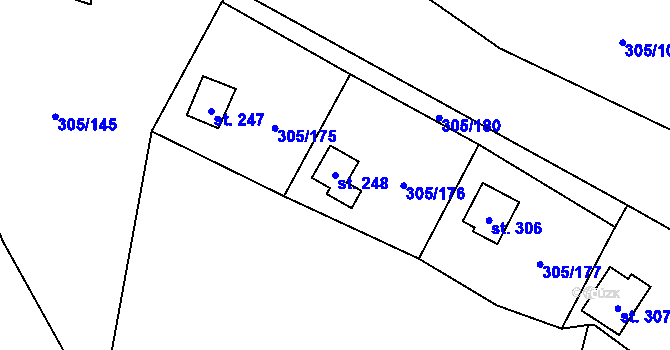 Parcela st. 248 v KÚ Račice nad Berounkou, Katastrální mapa