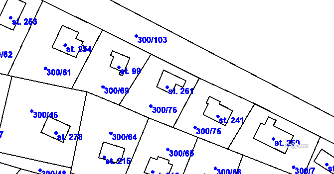 Parcela st. 261 v KÚ Račice nad Berounkou, Katastrální mapa